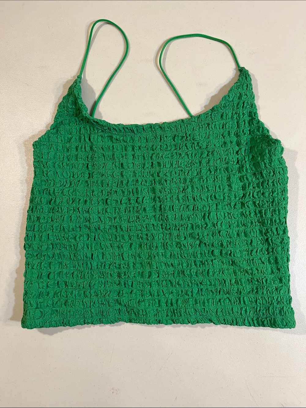 Green Smocked Spaghetti-Strap Cami Top - Women's